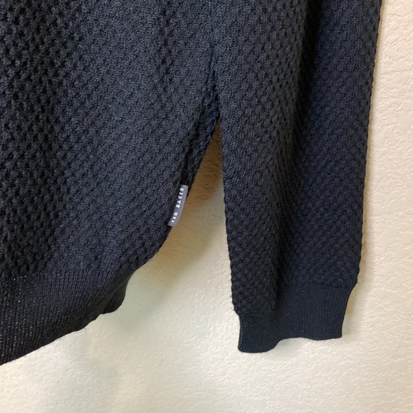 Ted Baker Quarter Zip Wool Blend Pullover Black Long Sleeve Men's Sweater 4(L) - Picture 5 of 14